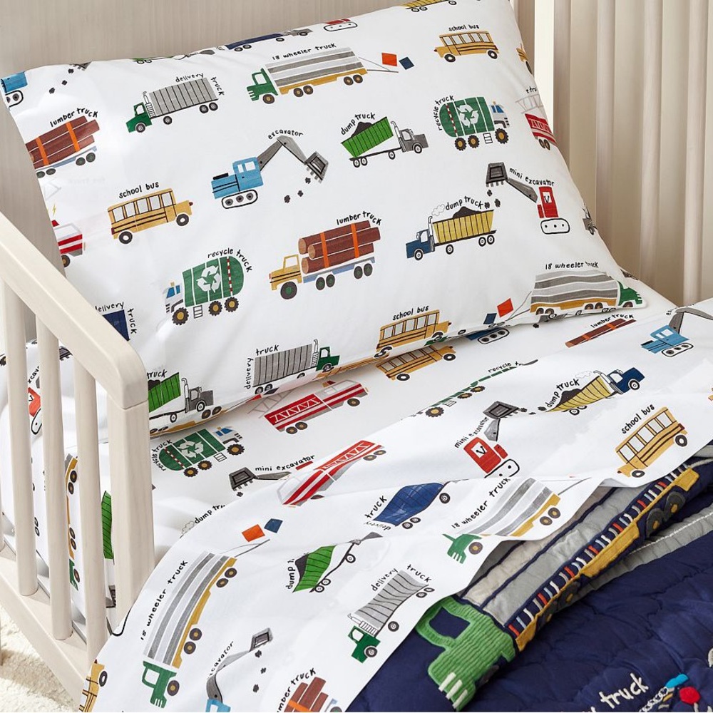 Pottery Barn Kids Busy Trucks Twin Sheet Set